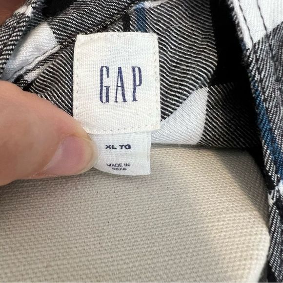 Gap Half Button Black and White Plaid Shirt Dress - Picture 12 of 12